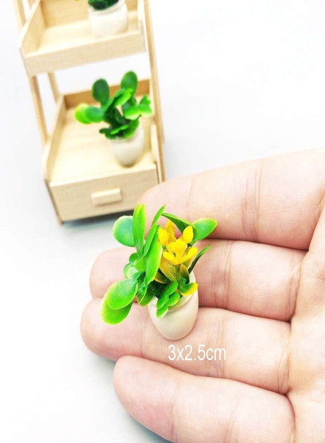Lynkaye Dollhouse Decoration Plant Pots Miniature Green Potted Bonsai Model Dollhouse Desk Home Office Decor Accessories,1 12 Scale Miniature Plant Model (4 Different Flower Bots) - Image 5